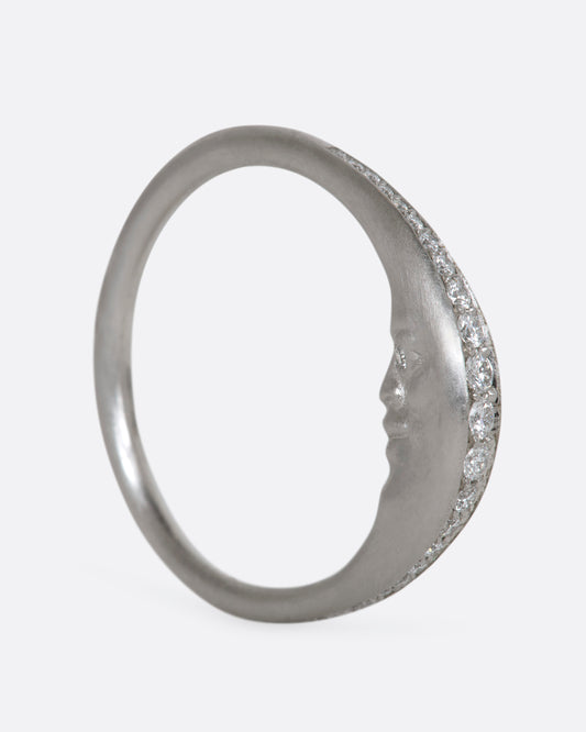 Diamond Moon Face Ring