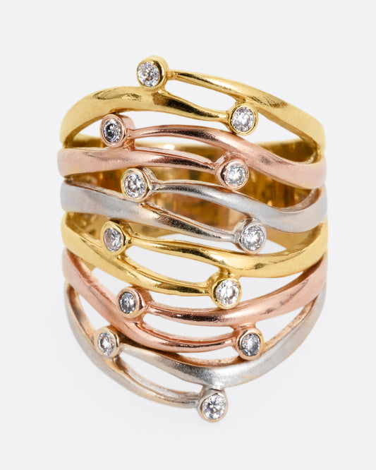 Wide Multiband Diamond Ring