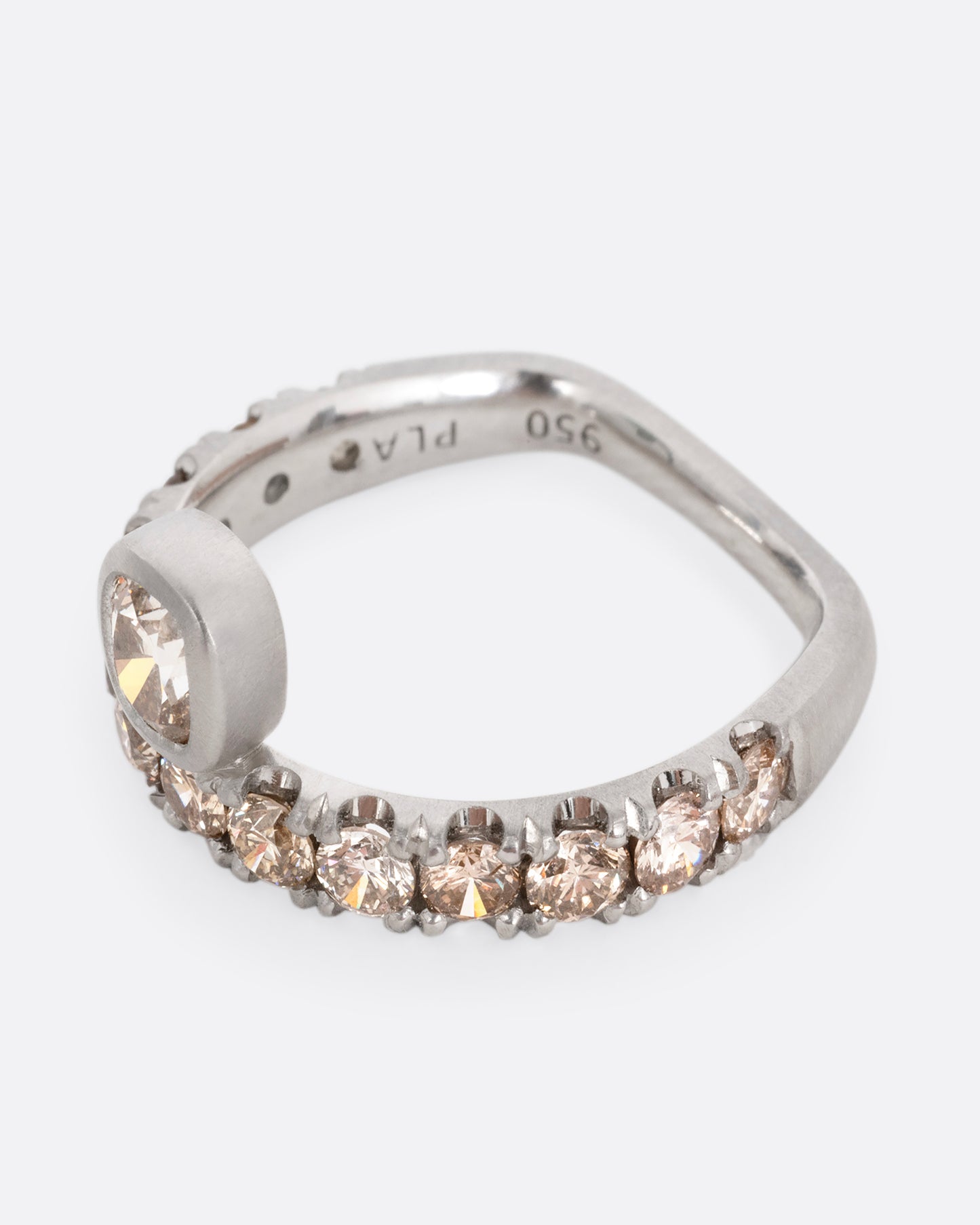 Old Cushion Cut Champagne Diamond Band