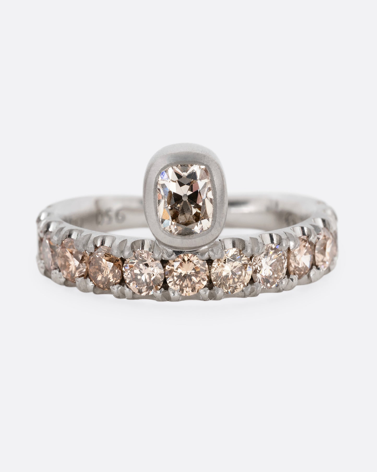 Old Cushion Cut Champagne Diamond Band