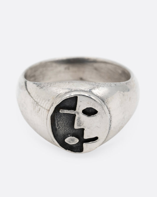 Yin Yang Face Signet Ring