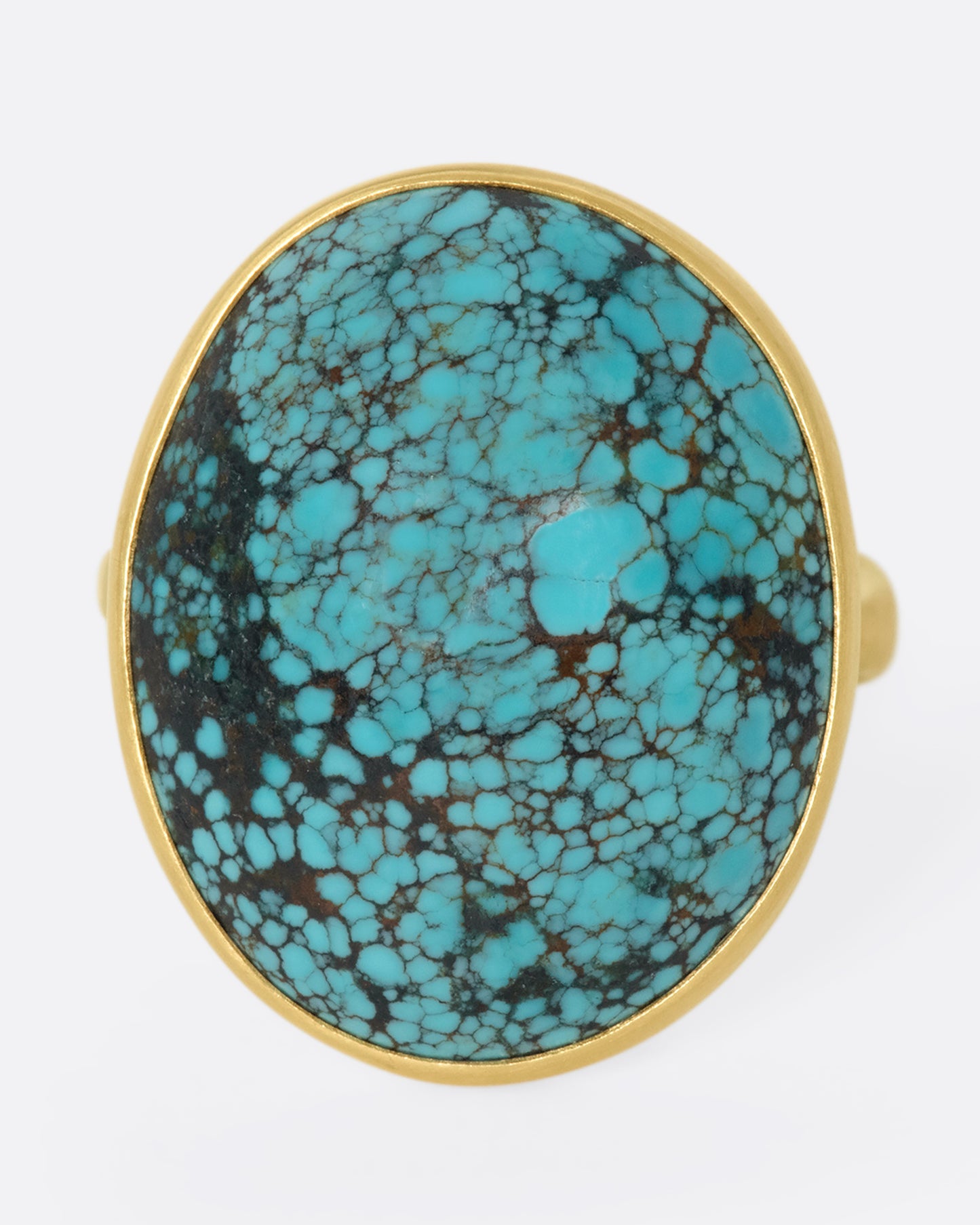 This 14k gold oval Tibetan turquoise ring is incredibly soft and comfortable