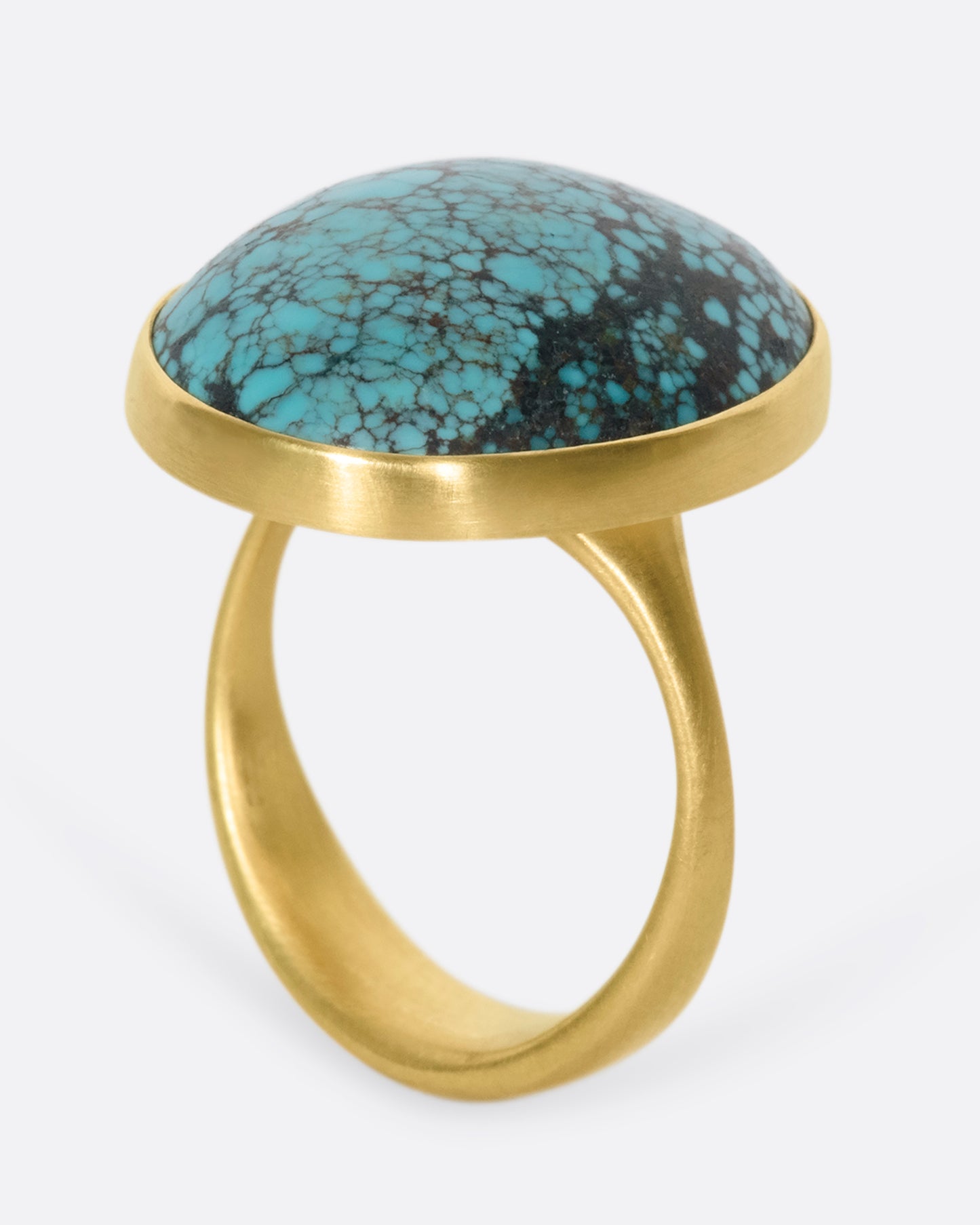 This 14k gold oval Tibetan turquoise ring is incredibly soft and comfortable