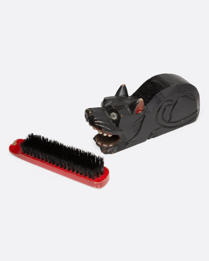 Carved Dog Shoe Brush Holder