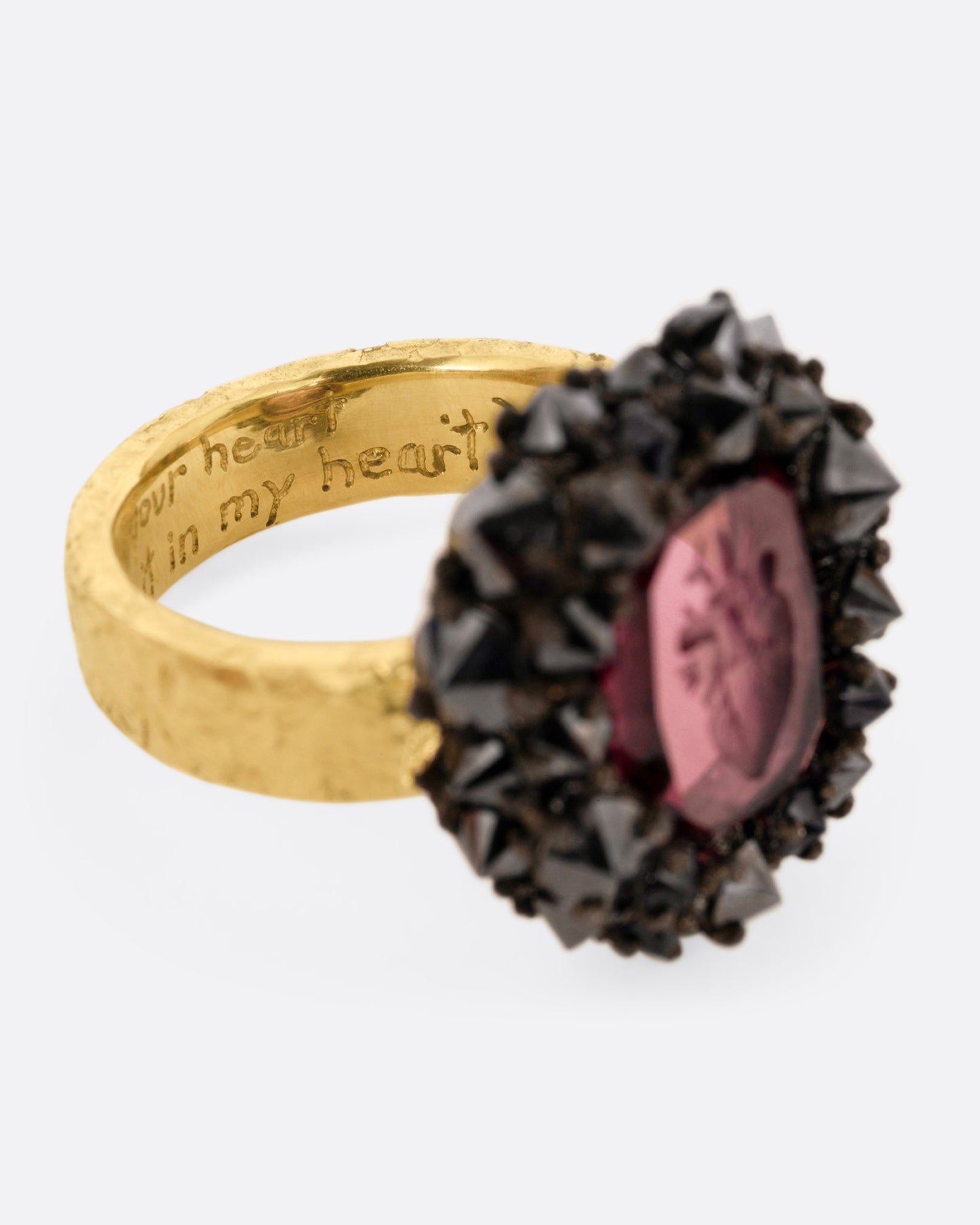 Garnet Heart Intaglio Ring