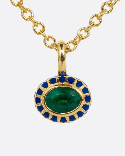 Emerald and Enamel Pendant Necklace