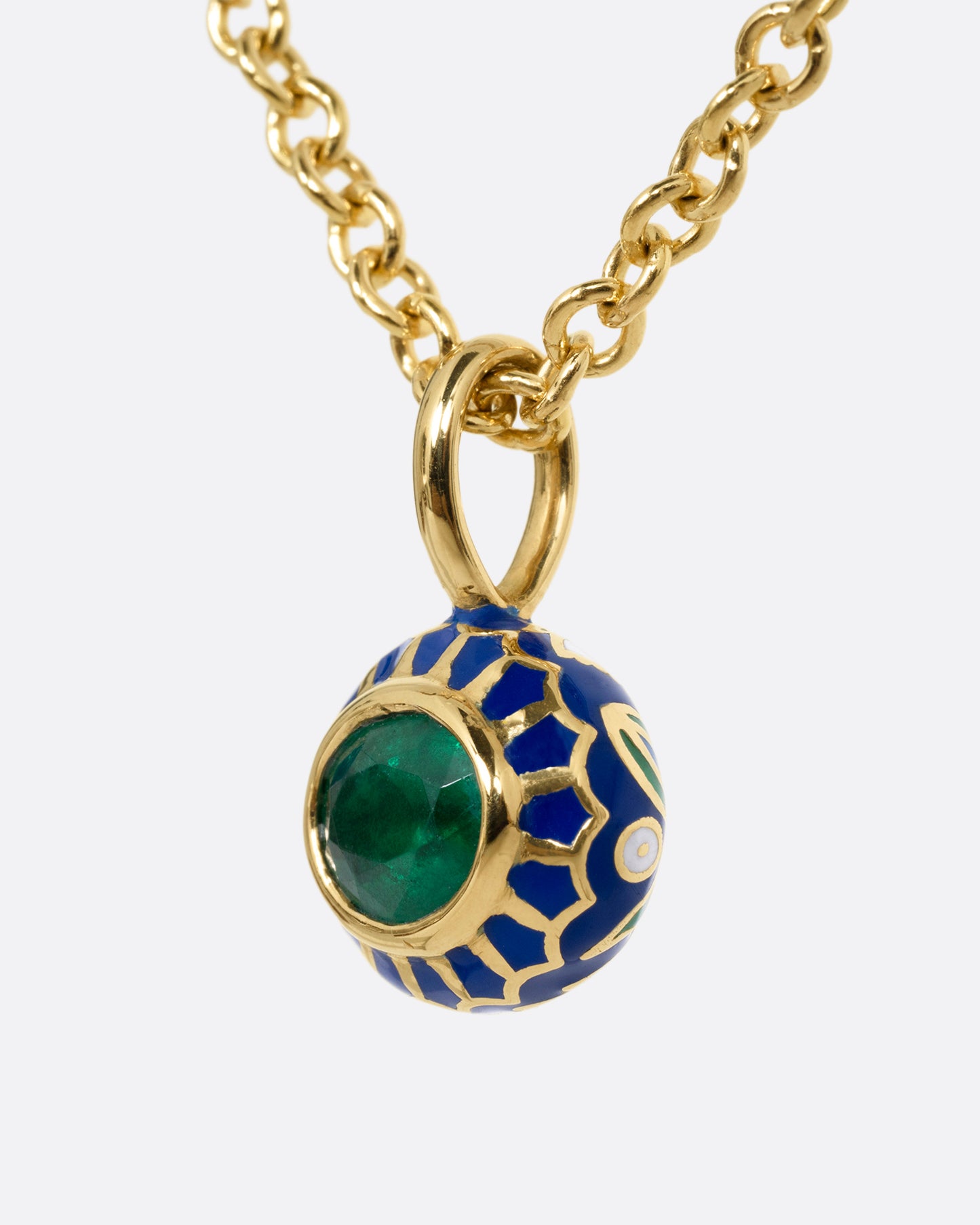 Emerald and Enamel Pendant Necklace