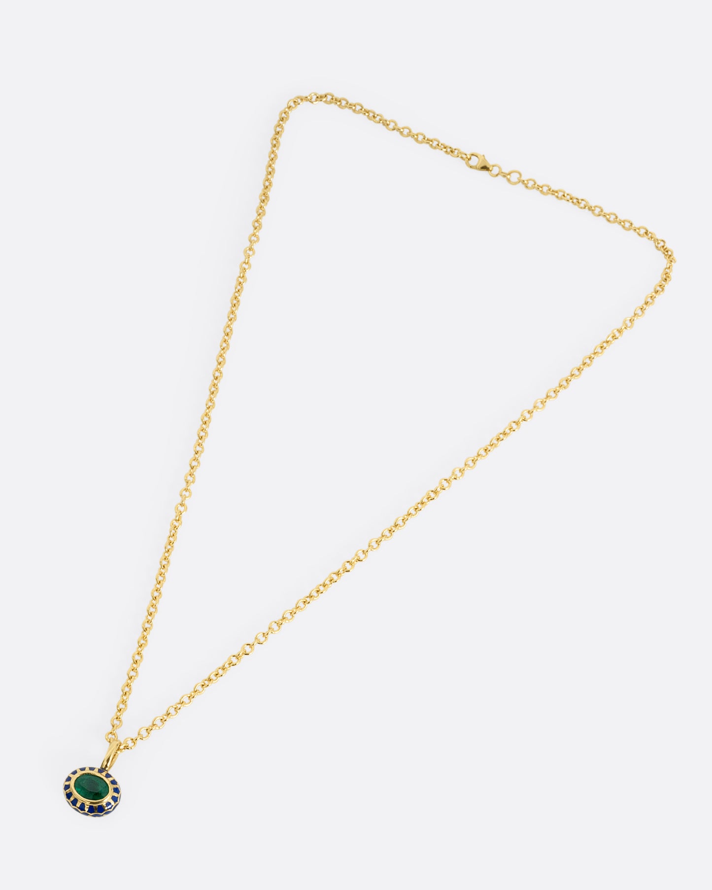 Emerald and Enamel Pendant Necklace