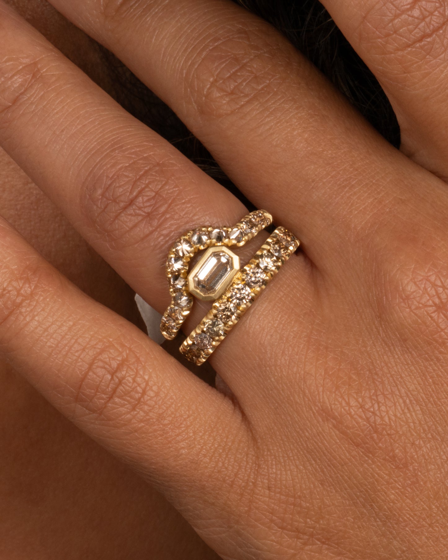 Champagne Diamond Curve Ring