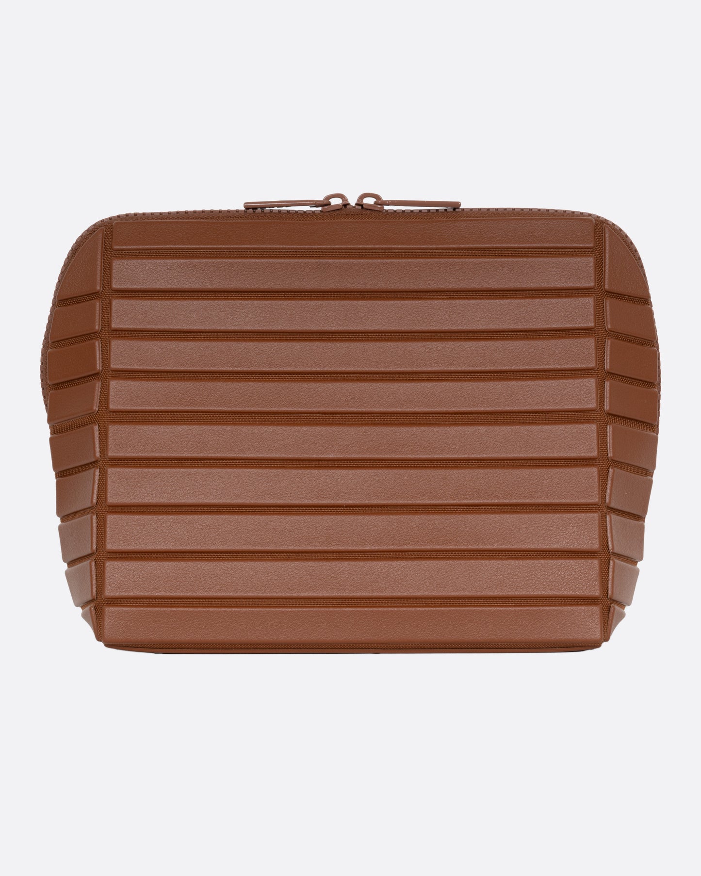 A brown textured rectangular pouch, shown from the front.
