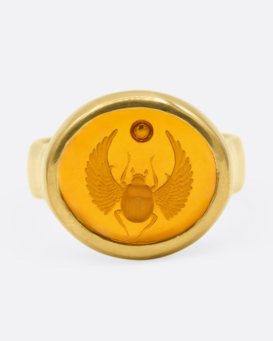 Citrine Scarab Intaglio Ring