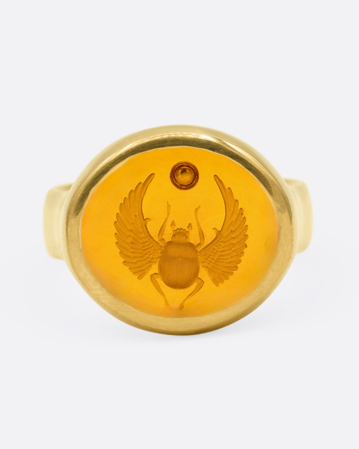 Citrine Scarab Intaglio Ring