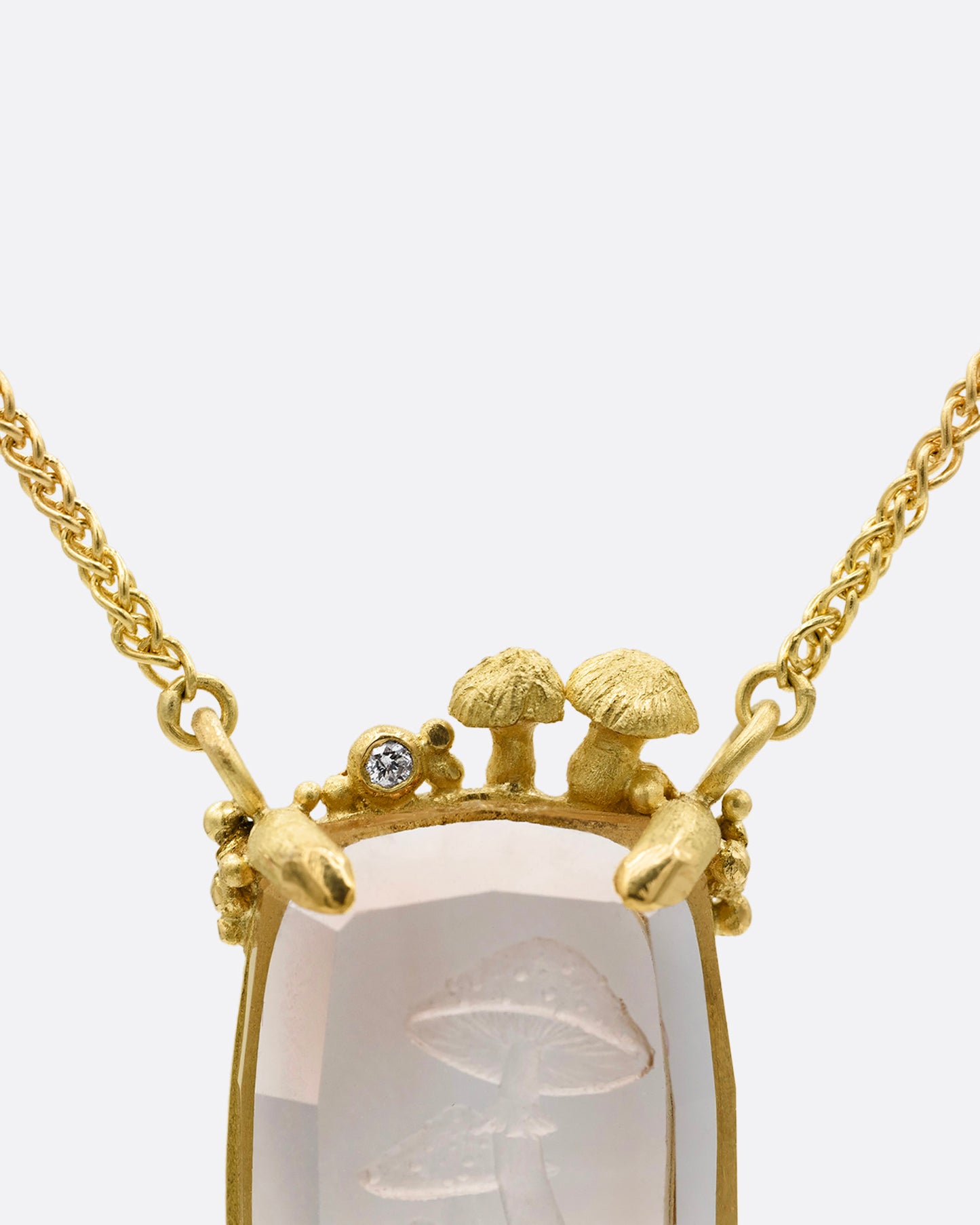 Topaz Mushroom Intaglio Pendant Necklace