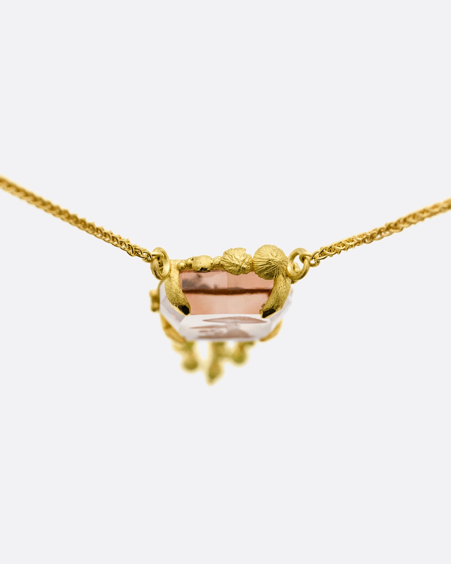 Topaz Mushroom Intaglio Pendant Necklace