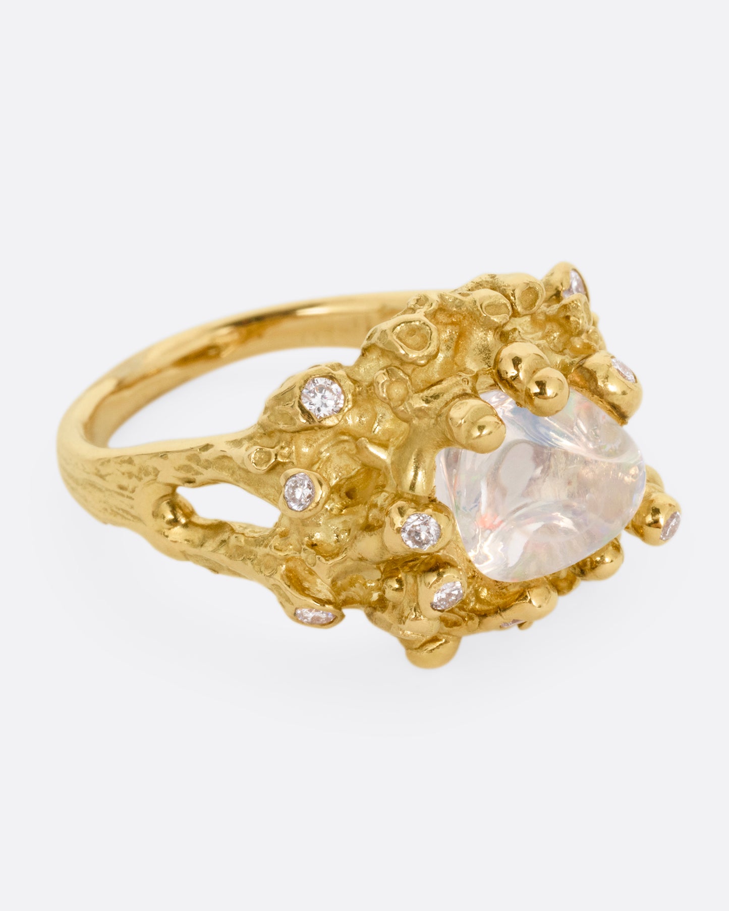 Fairy Moss Opal and Diamond Ring