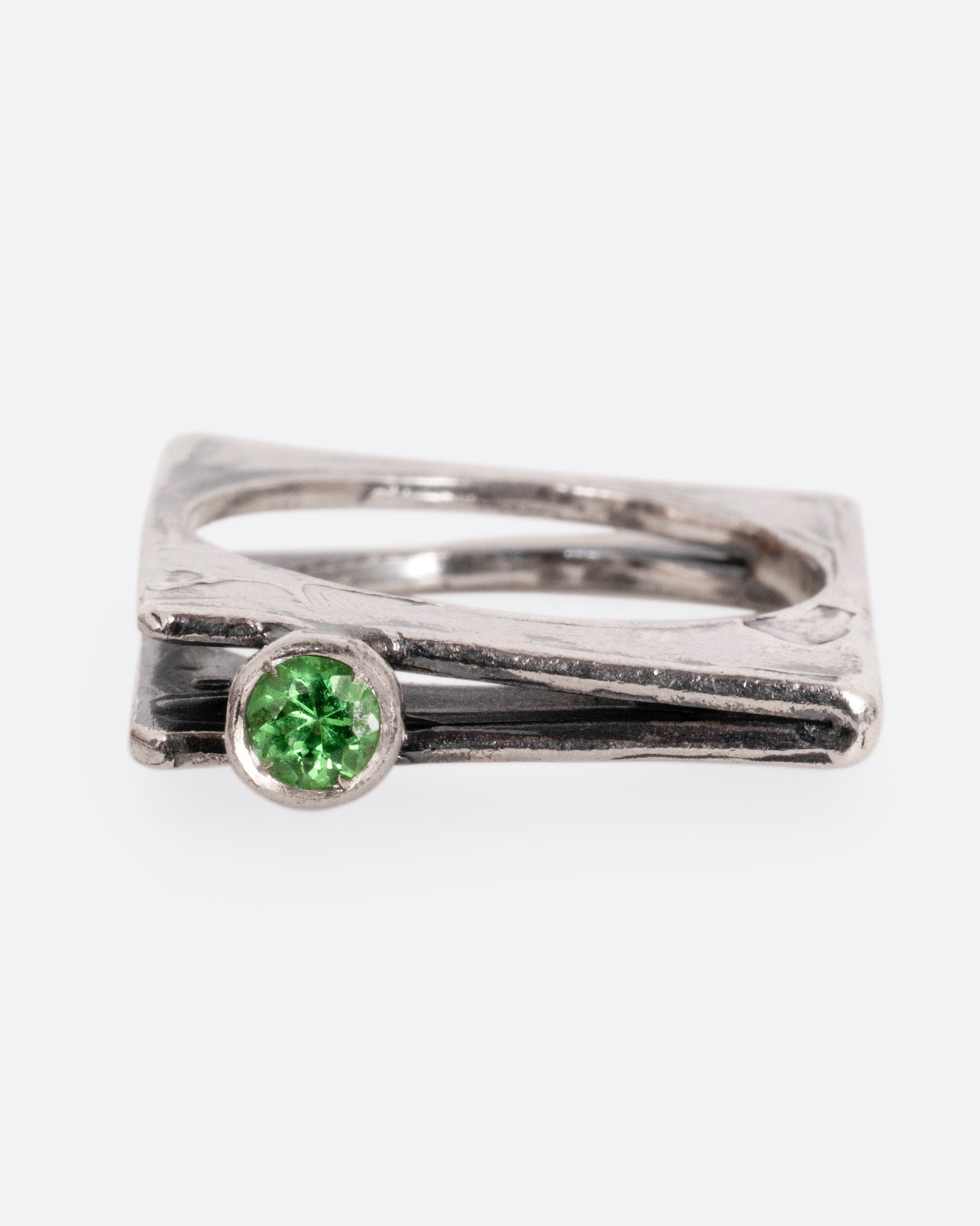 Tsavorite Garnet Angled Ring