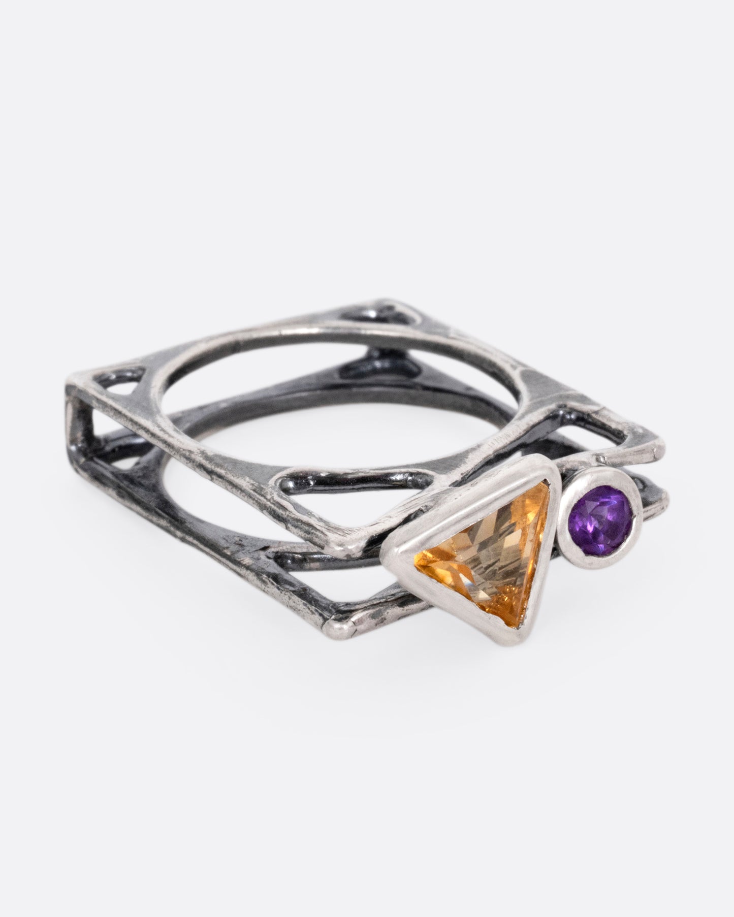 Amethyst and Citrine Square Ring