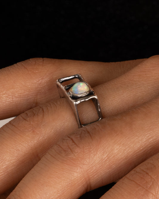 Opal Square Cage Ring