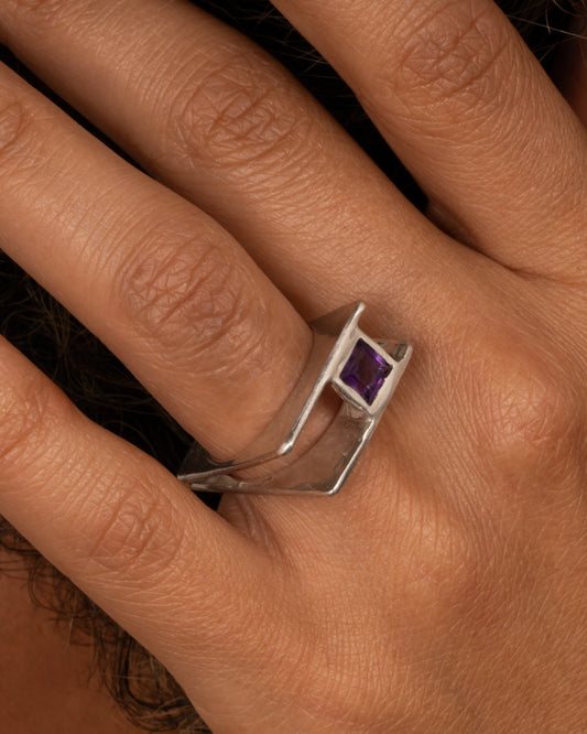 Angled Amethyst Ring