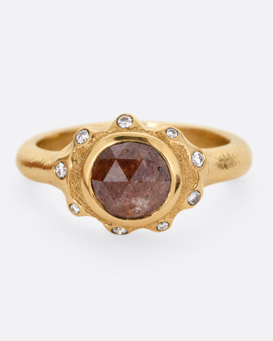 Haloed Rose Cut Diamond Ring