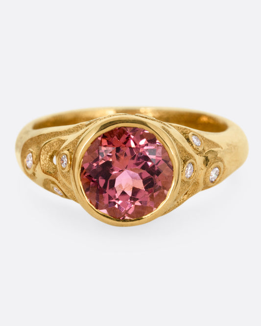 Pink Tourmaline and Diamond Ring