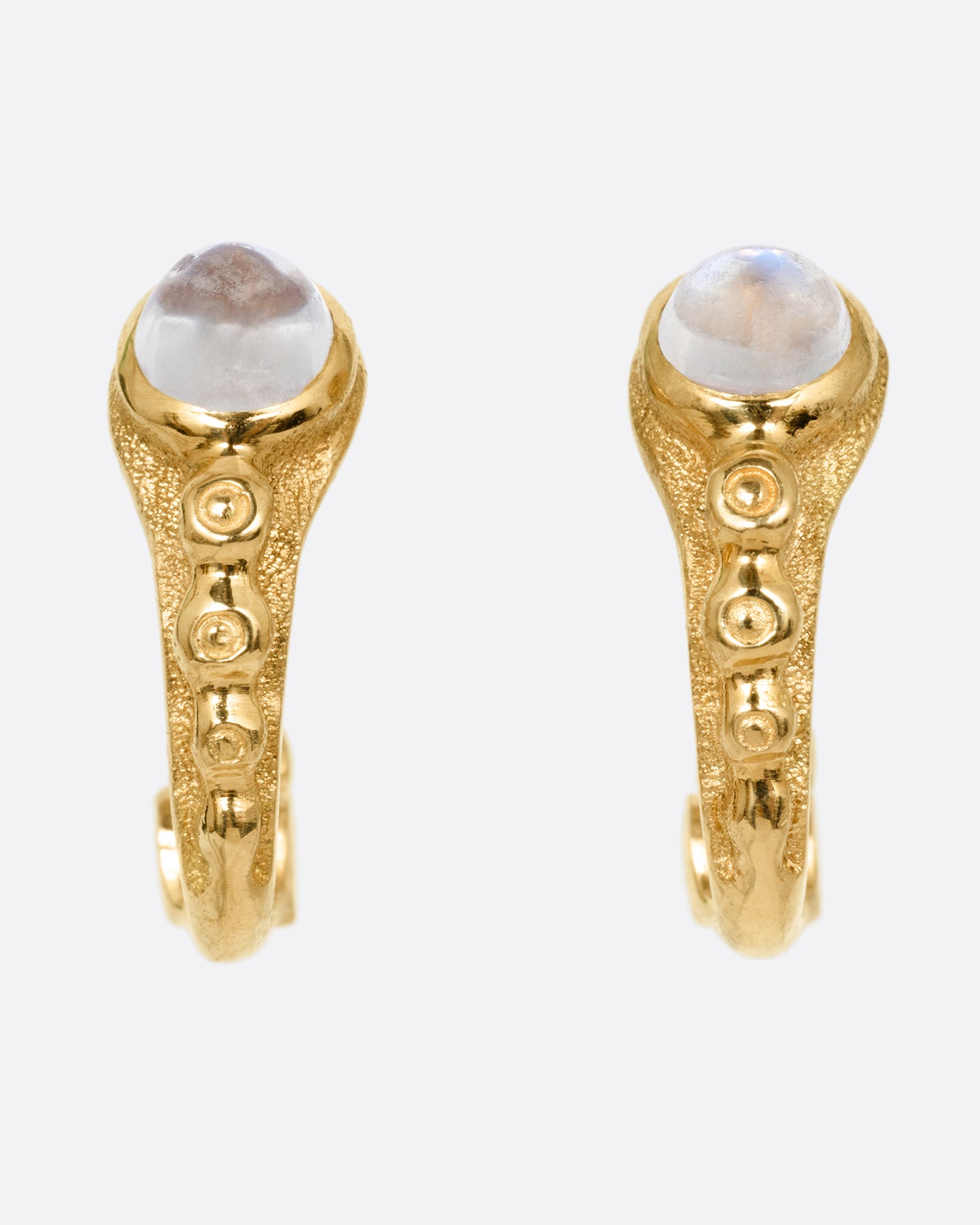 Granulated Moonstone Huggie Hoops