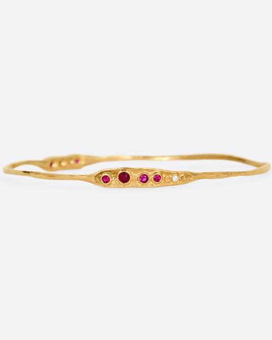 Pink Sapphire and Diamond Organic Bangle Bracelet