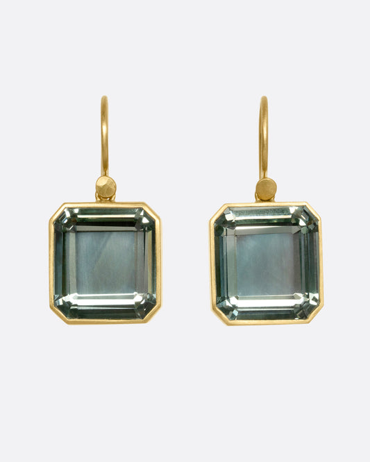 yellow gold prasiolite earrings shown from the front