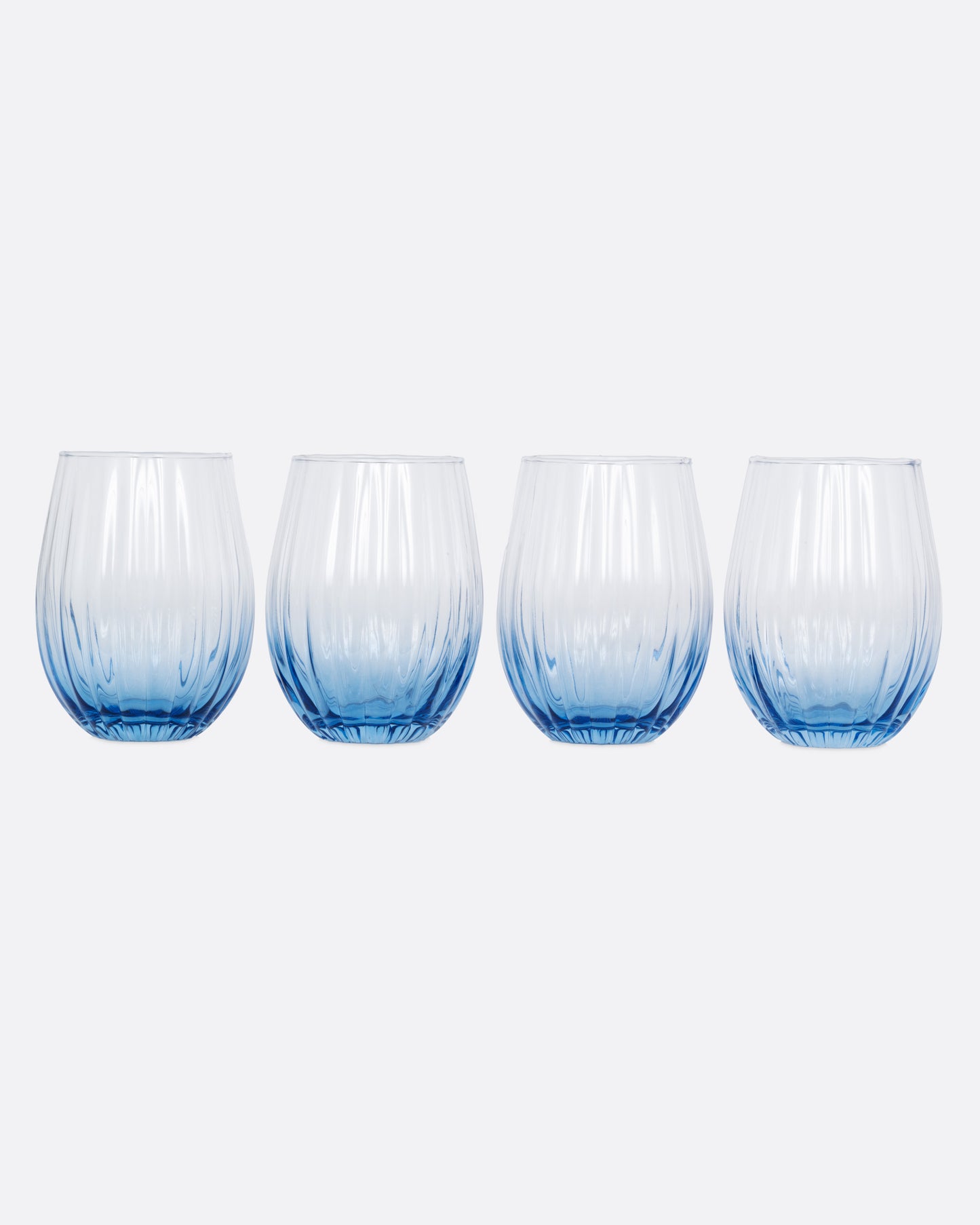 Four ridged glasses with a blue tint, shown from the front.