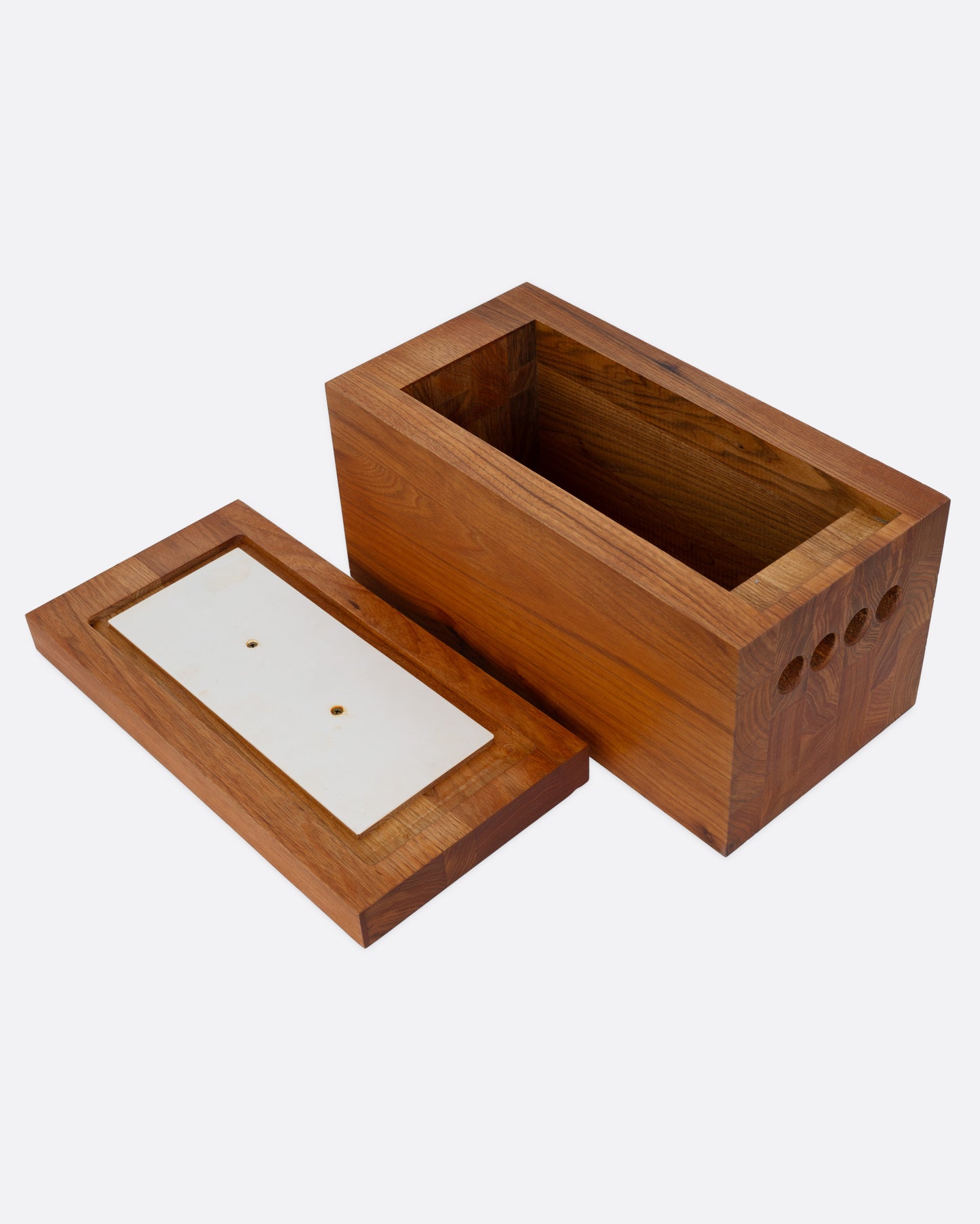 Teakwood Ice Bucket and Tongs