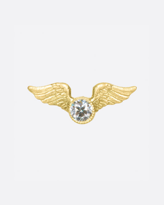 This little stud is inspired by the winged mountings and pavé wing pieces of late Victorian jewelry.