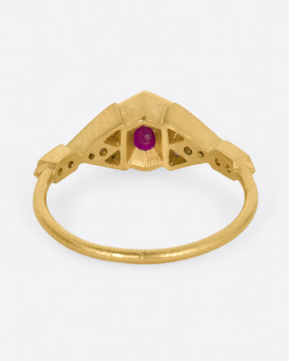 A new variation of DMD Metal's Vestra series, this time with a round ruby at its center.