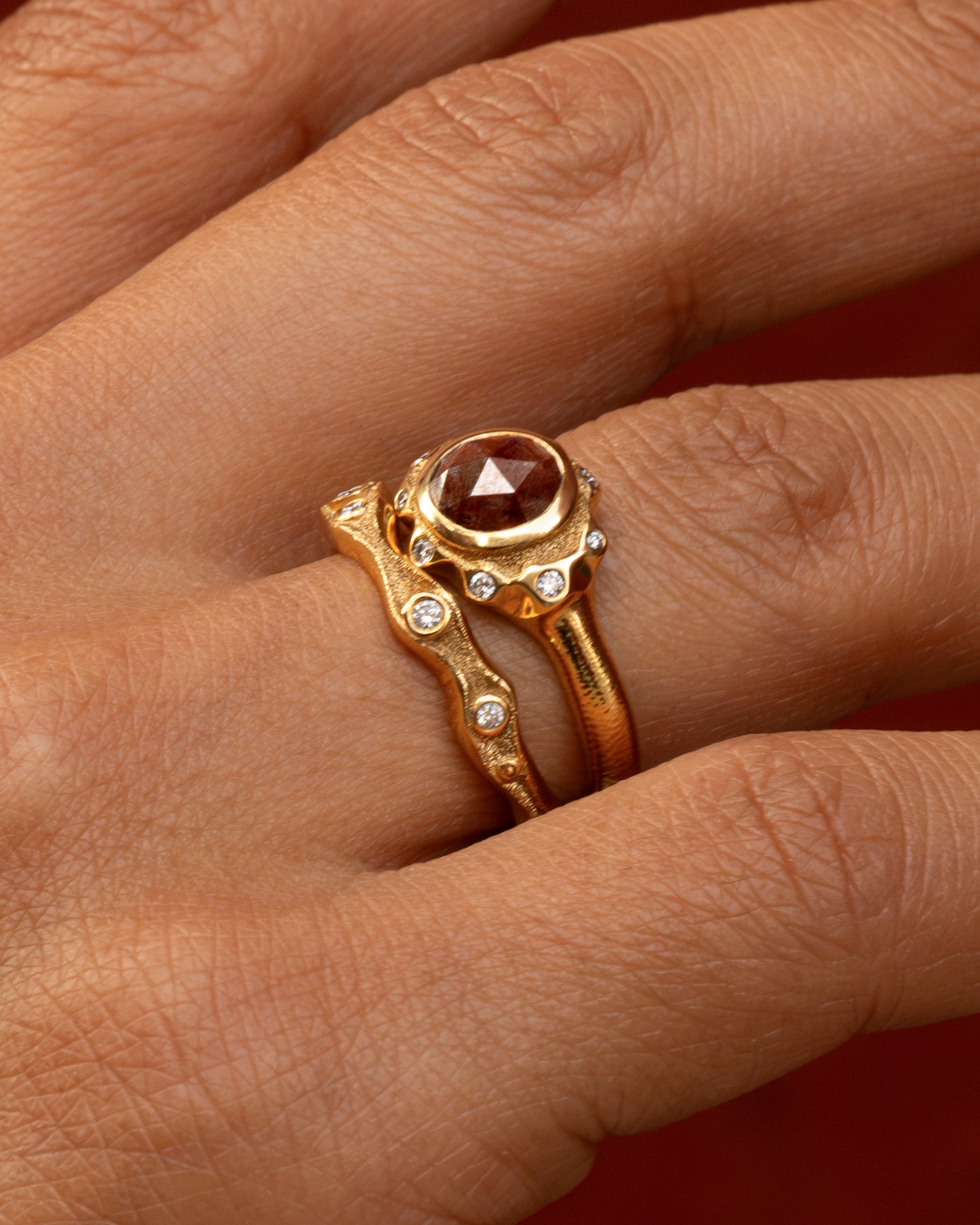 Haloed Rose Cut Diamond Ring