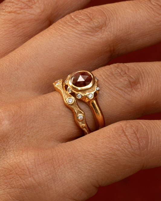 Haloed Rose Cut Diamond Ring