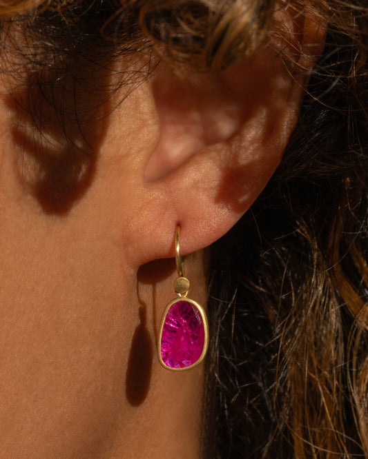 Ruby Pebble Drop Earrings