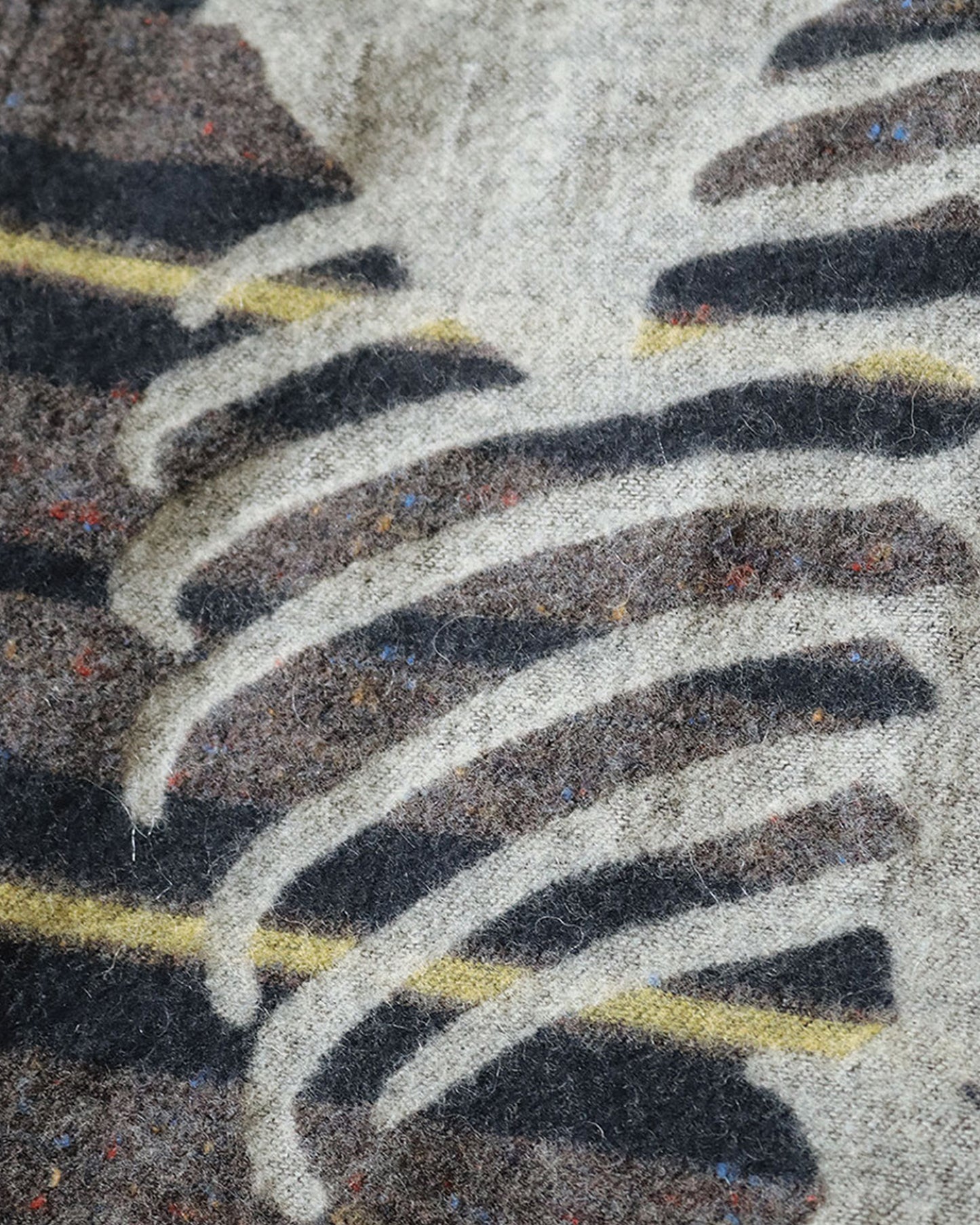 A close-up of wool printed with a skeleton design.