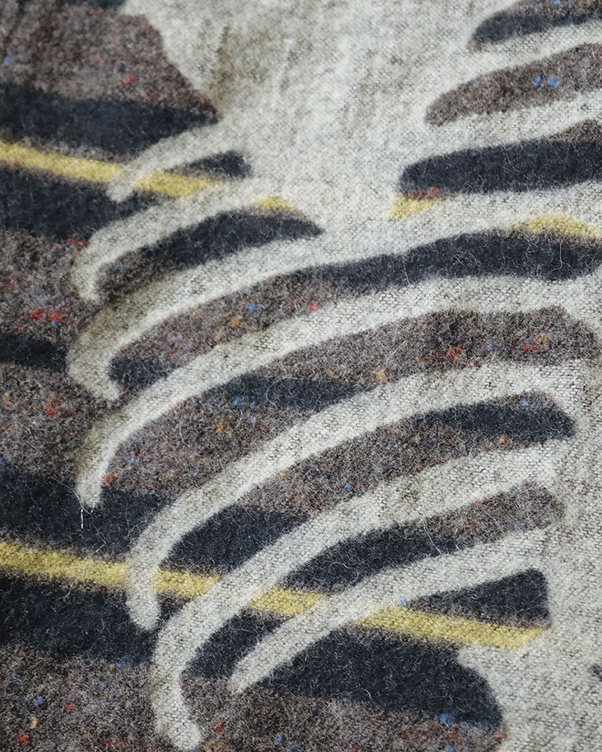 A close-up of wool printed with a skeleton design.