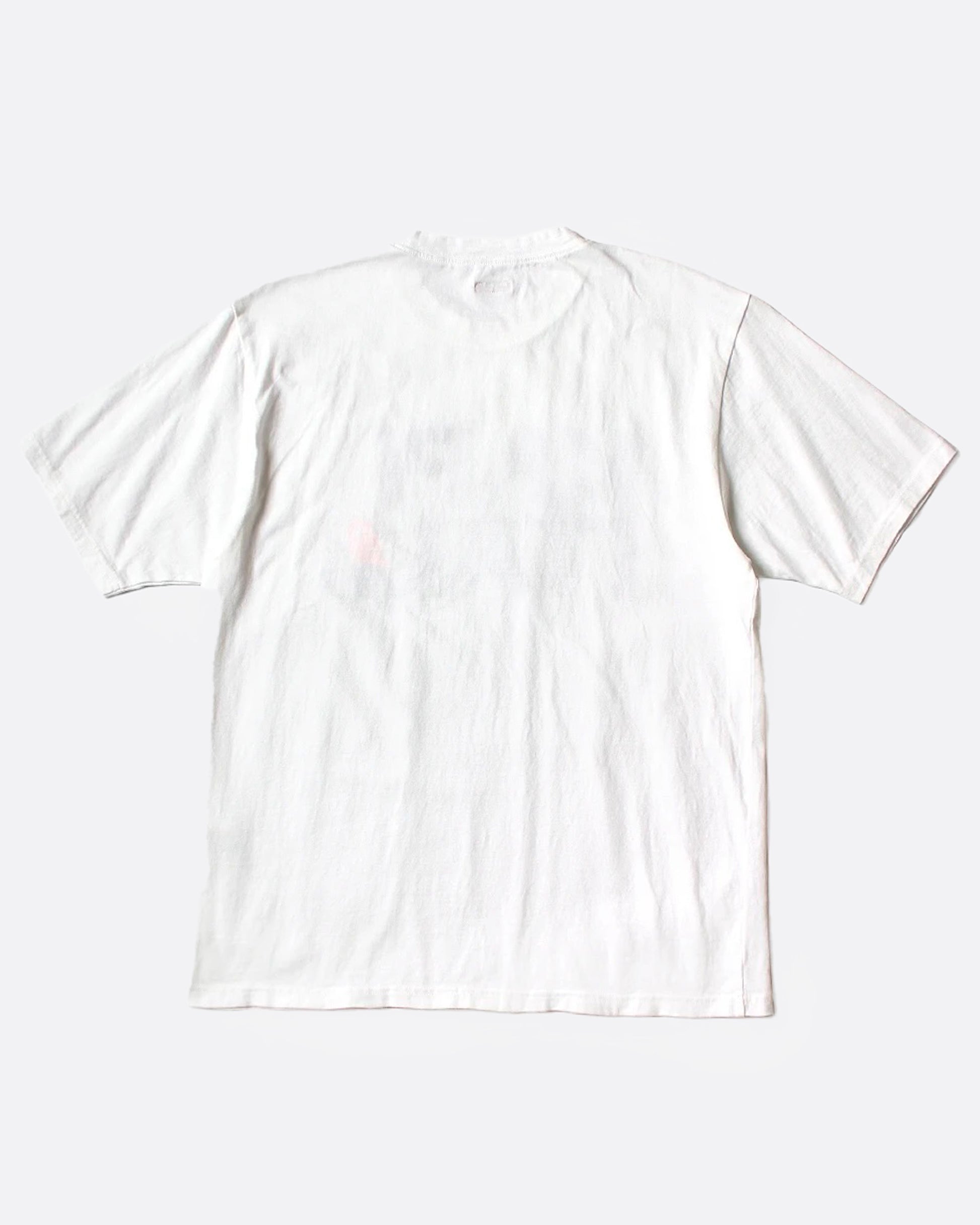 A white t-shirt shown from the back.