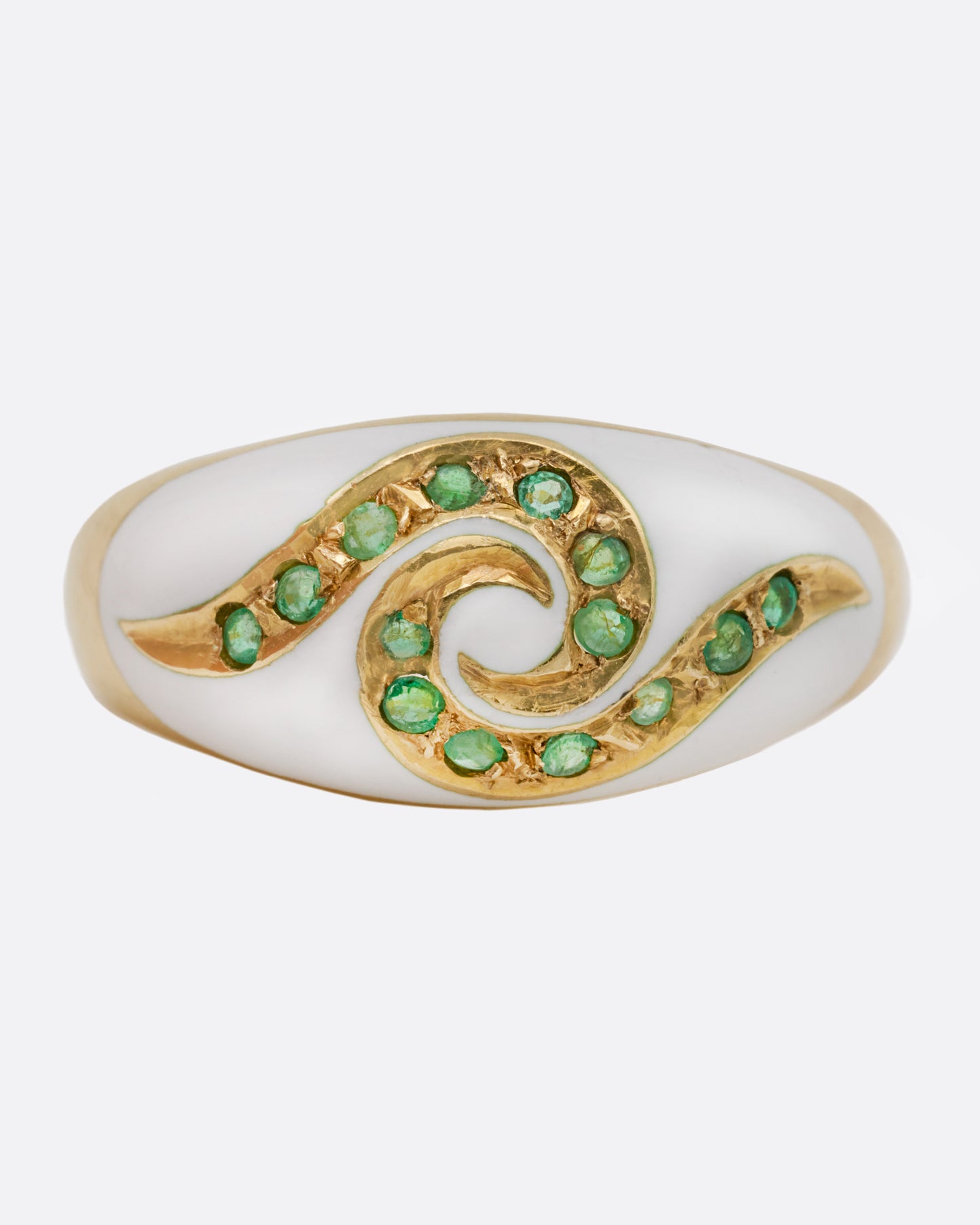 Emerald and Enamel Wave Ring