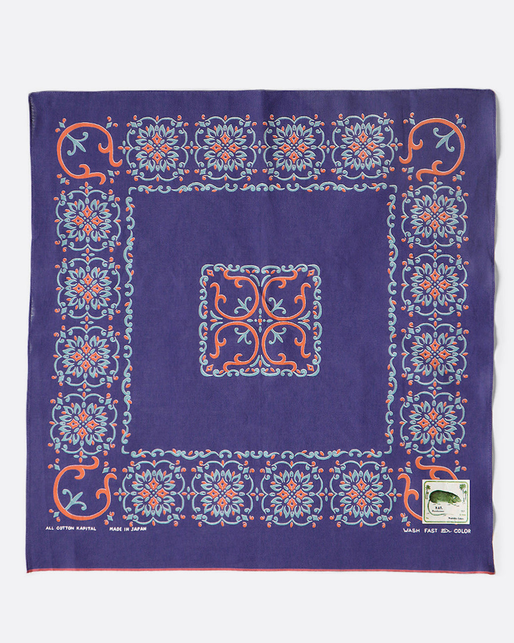 Purple bandana with naja motif. 