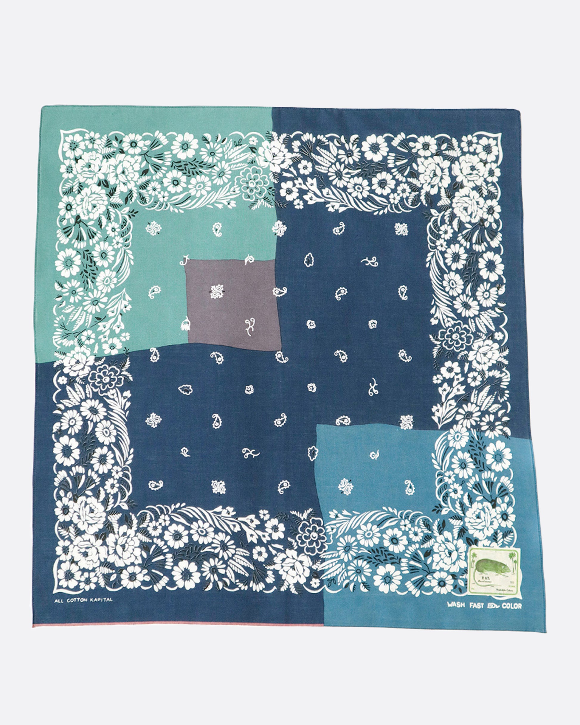 A bandana that gracefully marries a handful of Kapital's favorite bandana motifs.