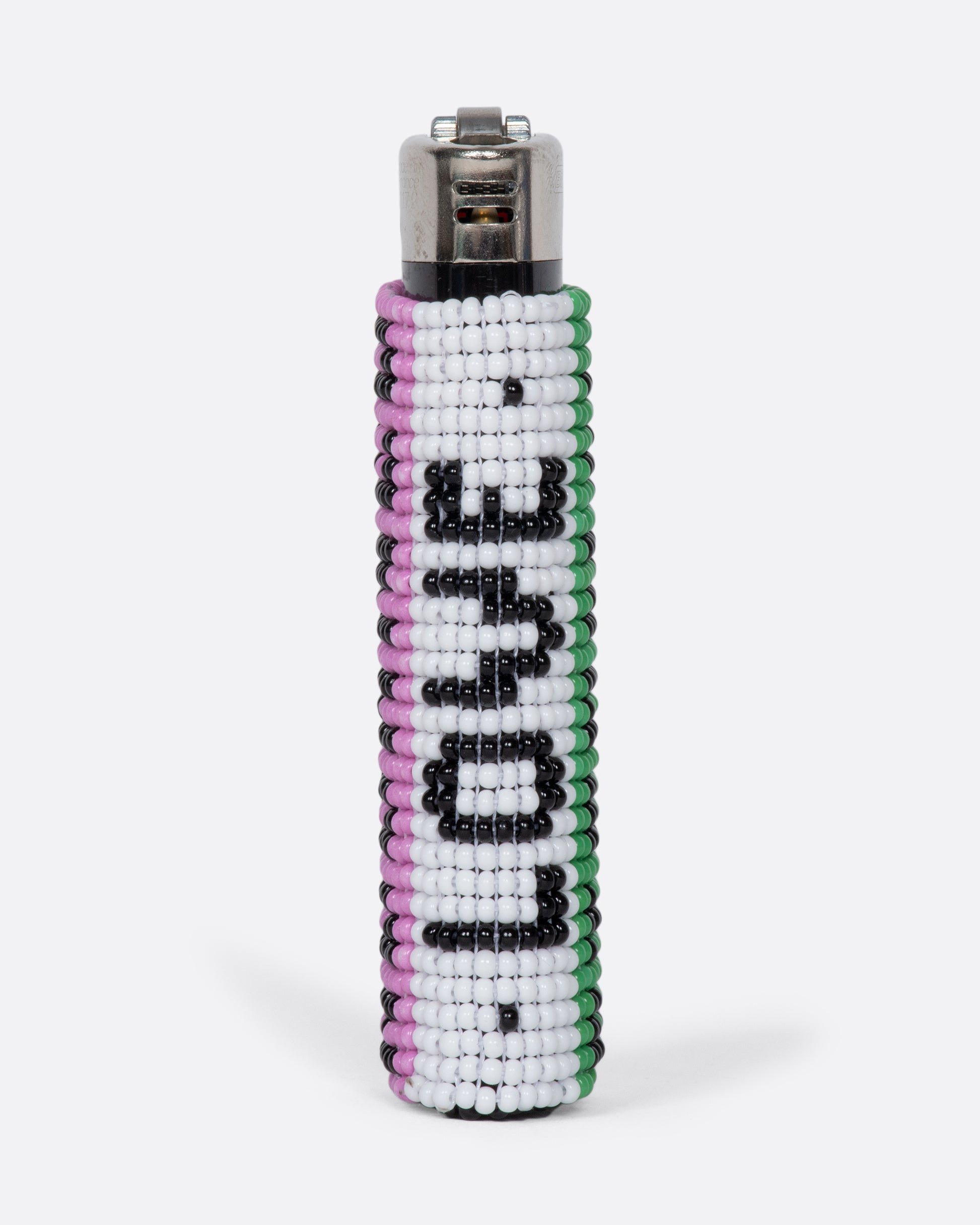 This beaded lighter cover says, "Love Adorned, Love Eternal," 