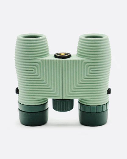 Pale blue compact binoculars, top view