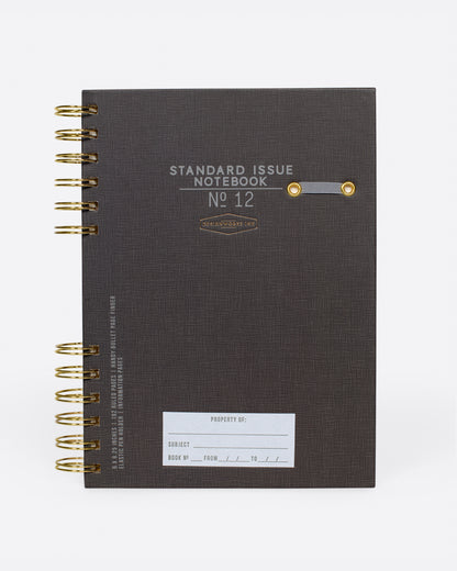 Black spiral notebook, back cover