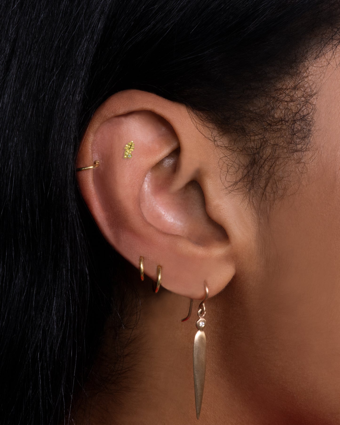 Oak Leaf Threadless Earring