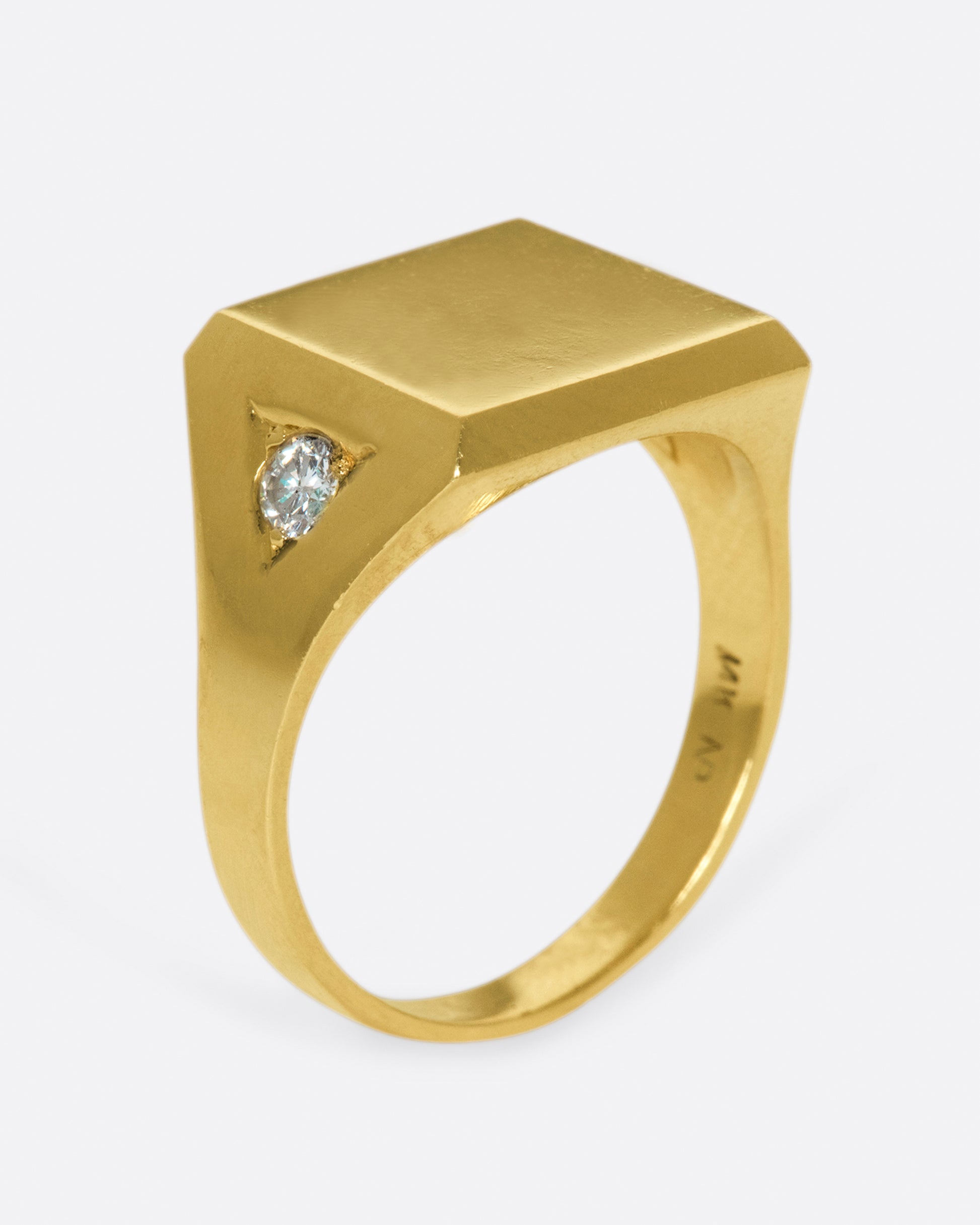 This blank signet is just as cool as is, with its diamond accents, as it would be with your or a loved one's initials.