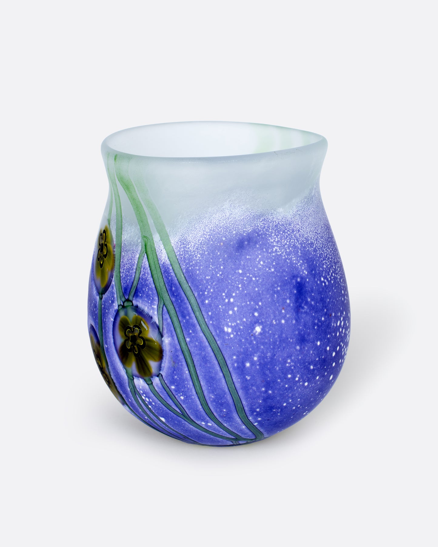 This heavy, frosted glass vase is mesmerizing from every angle.