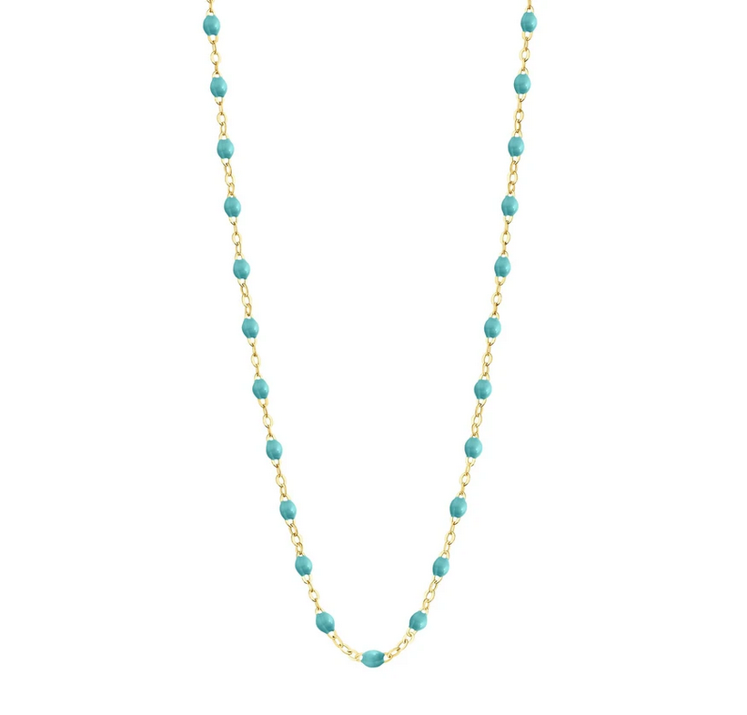 Yellow Gold Resin Beaded Necklace - 18 inches