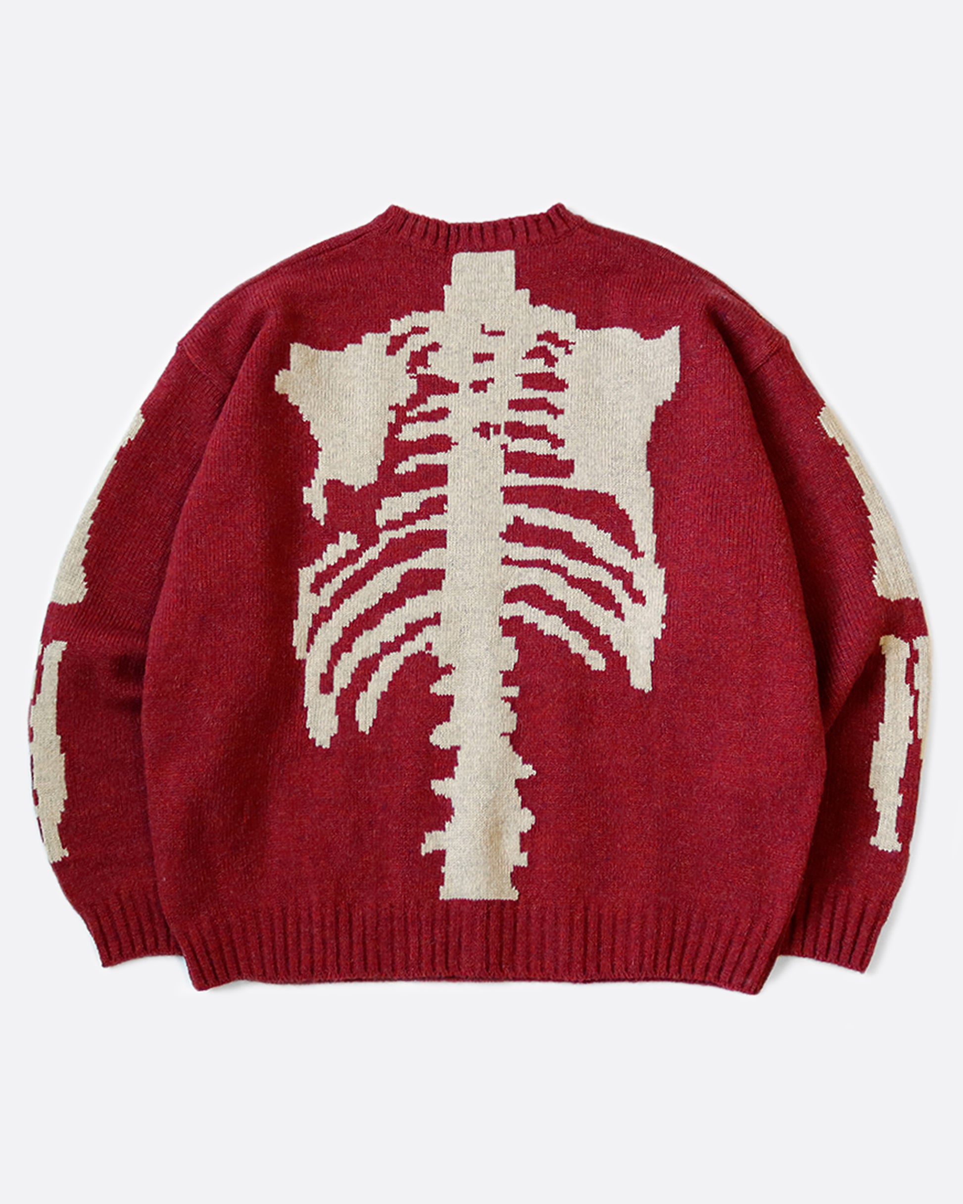 A 5g knit crewneck sweater with Kapital's signature skeletal design.