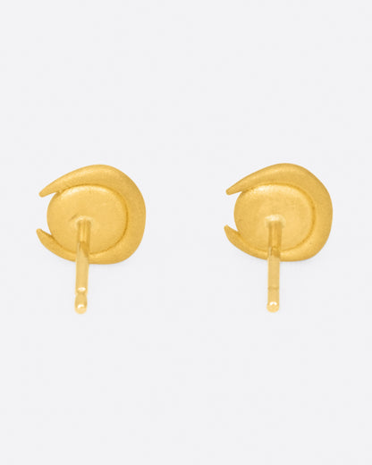 Yellow gold rose-cut diamond stud earrings, back view of the pair showing the posts